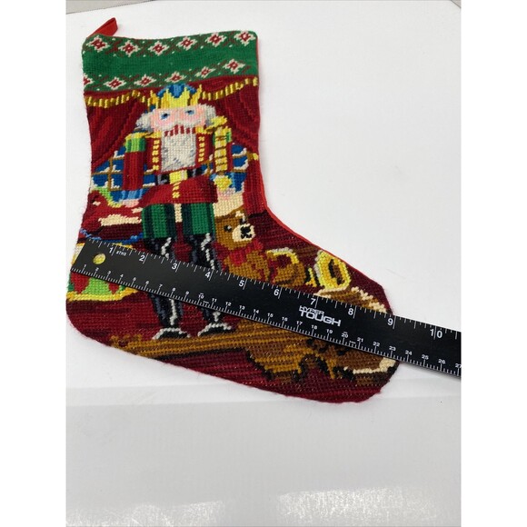 Vintage Christmas Stocking Embroidered Toy Soldier Nutcracker Unbranded Holiday - Picture 10 of 15